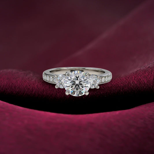 1.50ctw 3 Stone Round Moissanite Ring