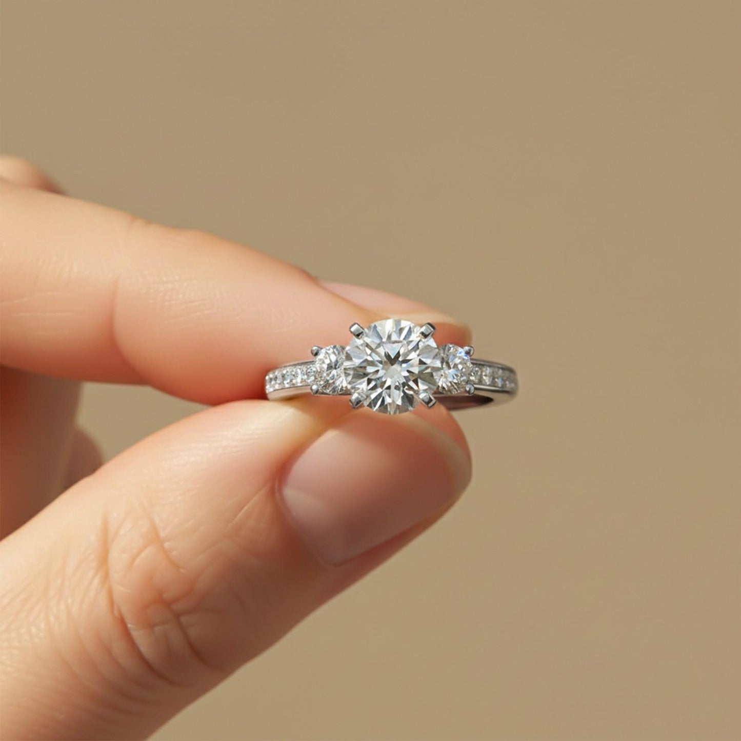 1.50ctw 3 Stone Round Moissanite Ring