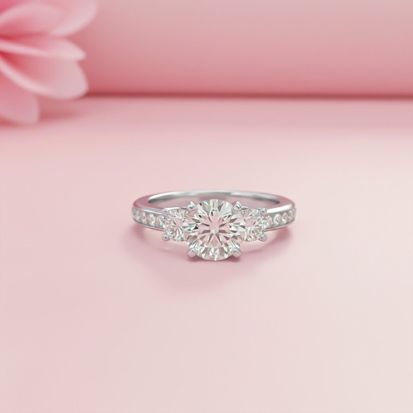 1.50ctw 3 Stone Round Moissanite Ring