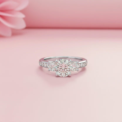 1.50ctw 3 Stone Round Moissanite Ring