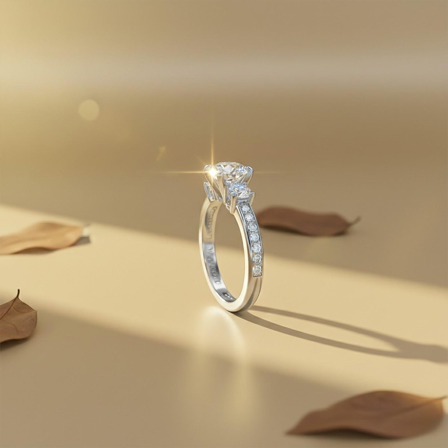 1.50ctw 3 Stone Round Moissanite Ring