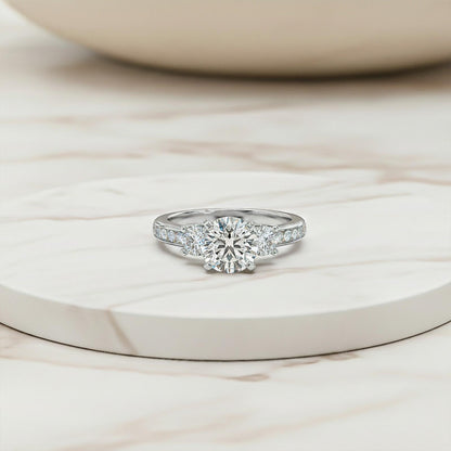 1.50ctw 3 Stone Round Moissanite Ring