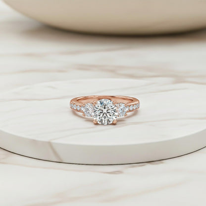 1.50ctw 3 Stone Round Moissanite Ring