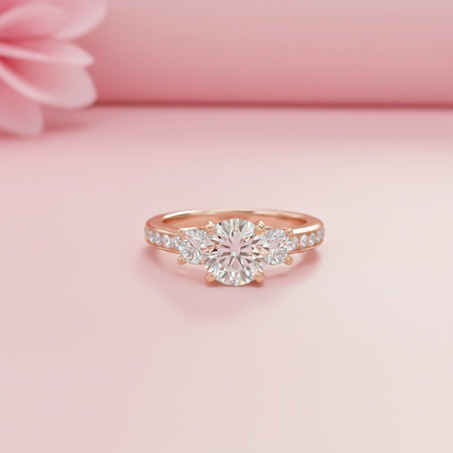 1.50ctw 3 Stone Round Moissanite Ring