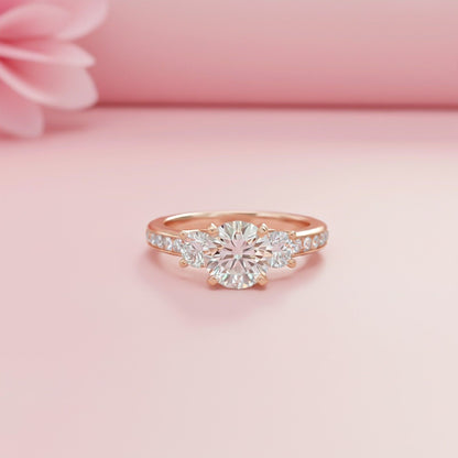 1.50ctw 3 Stone Round Moissanite Ring