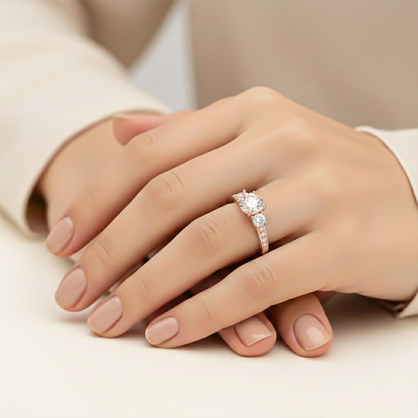 1.50ctw 3 Stone Round Moissanite Ring