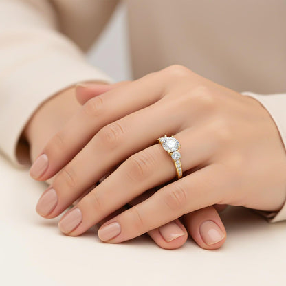 1.50ctw 3 Stone Round Moissanite Ring