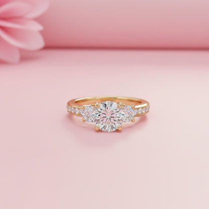 1.50ctw 3 Stone Round Moissanite Ring