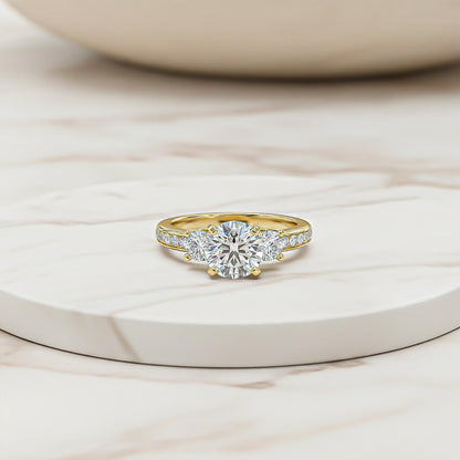 1.50ctw 3 Stone Round Moissanite Ring