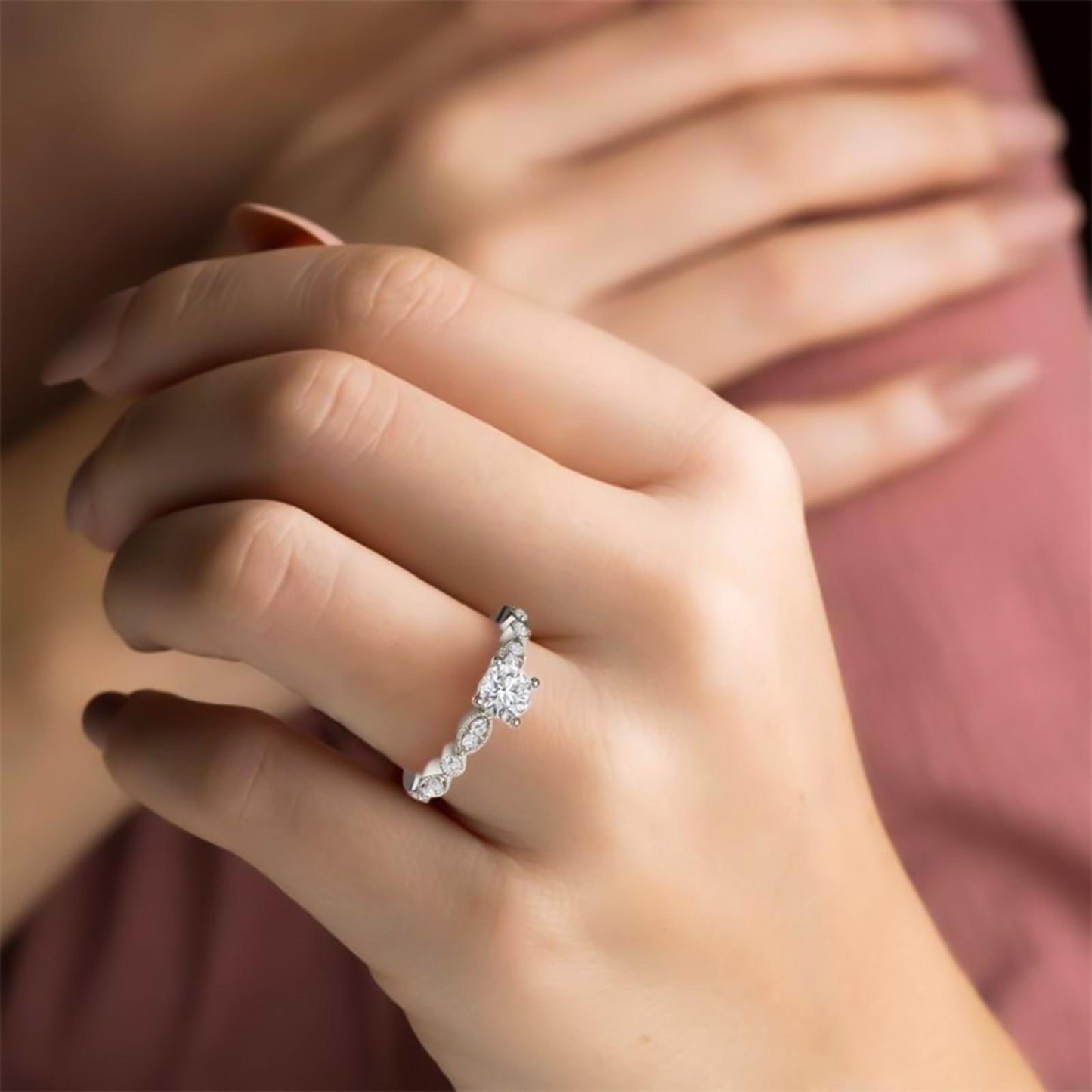 Infinity Twist Moissanite Engagement Ring