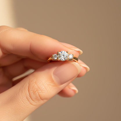 1.50ctw Moissanite Calypso Unique Trilogy Ring
