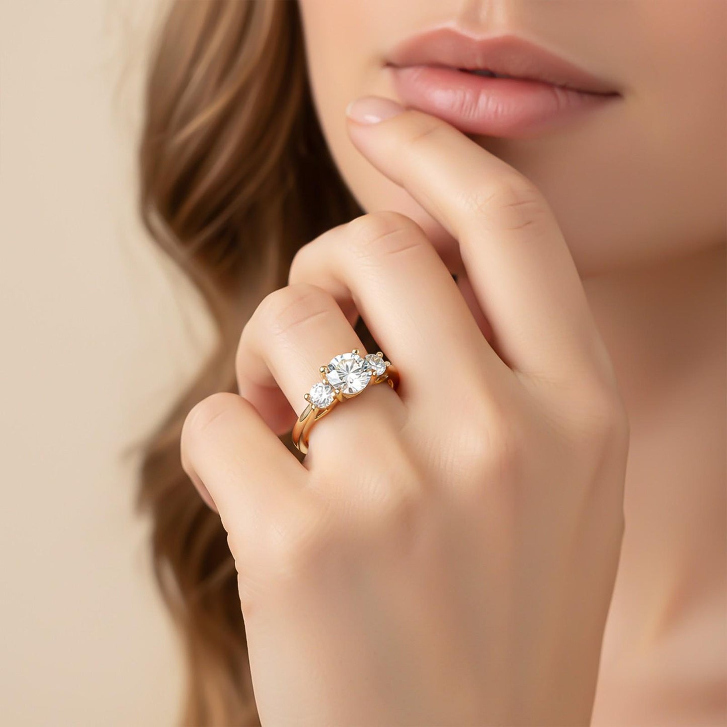 1.50ctw Moissanite Calypso Unique Trilogy Ring