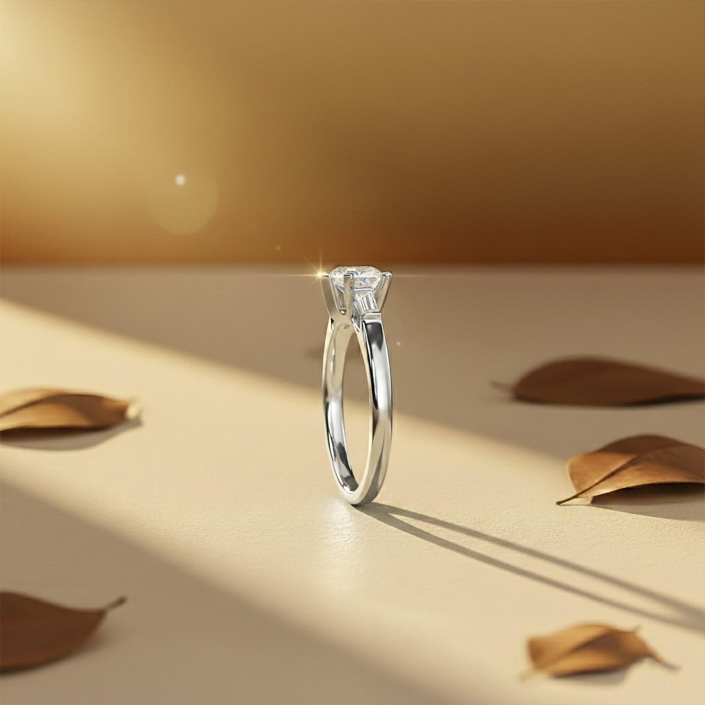 1Ctw Moissanite Lyra Modern Heart and Baguette Ring