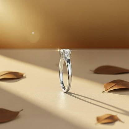 1Ctw Moissanite Lyra Modern Heart and Baguette Ring