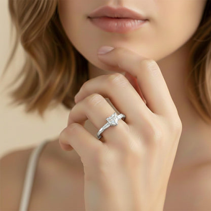 1Ctw Moissanite Lyra Modern Heart and Baguette Ring