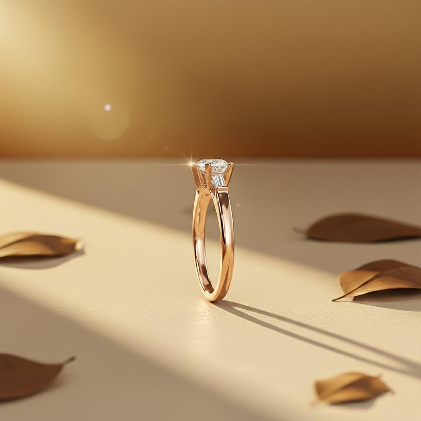 1Ctw Moissanite Lyra Modern Heart and Baguette Ring
