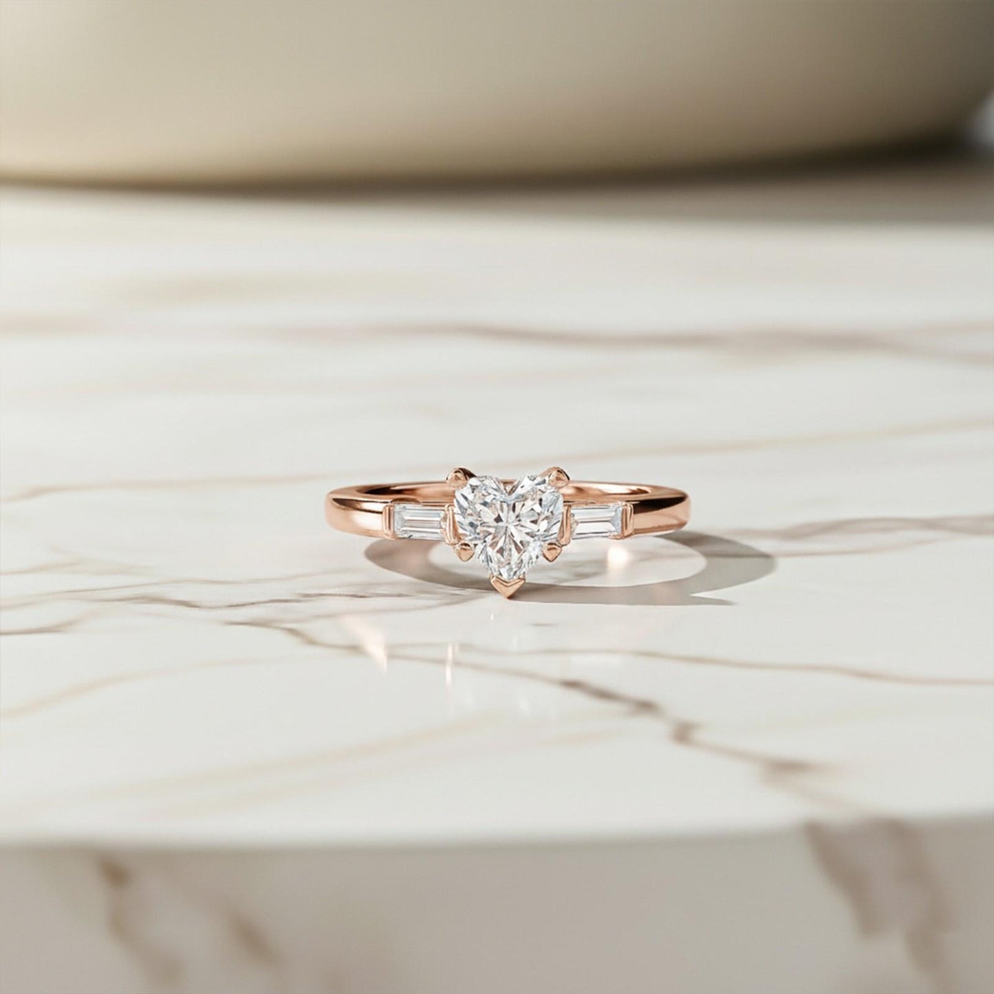 1Ctw Moissanite Lyra Modern Heart and Baguette Ring