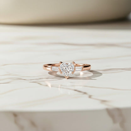 1Ctw Moissanite Lyra Modern Heart and Baguette Ring