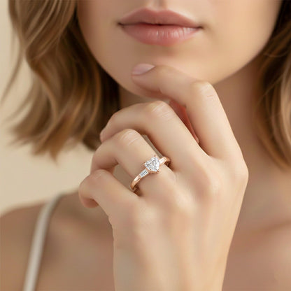 1Ctw Moissanite Lyra Modern Heart and Baguette Ring
