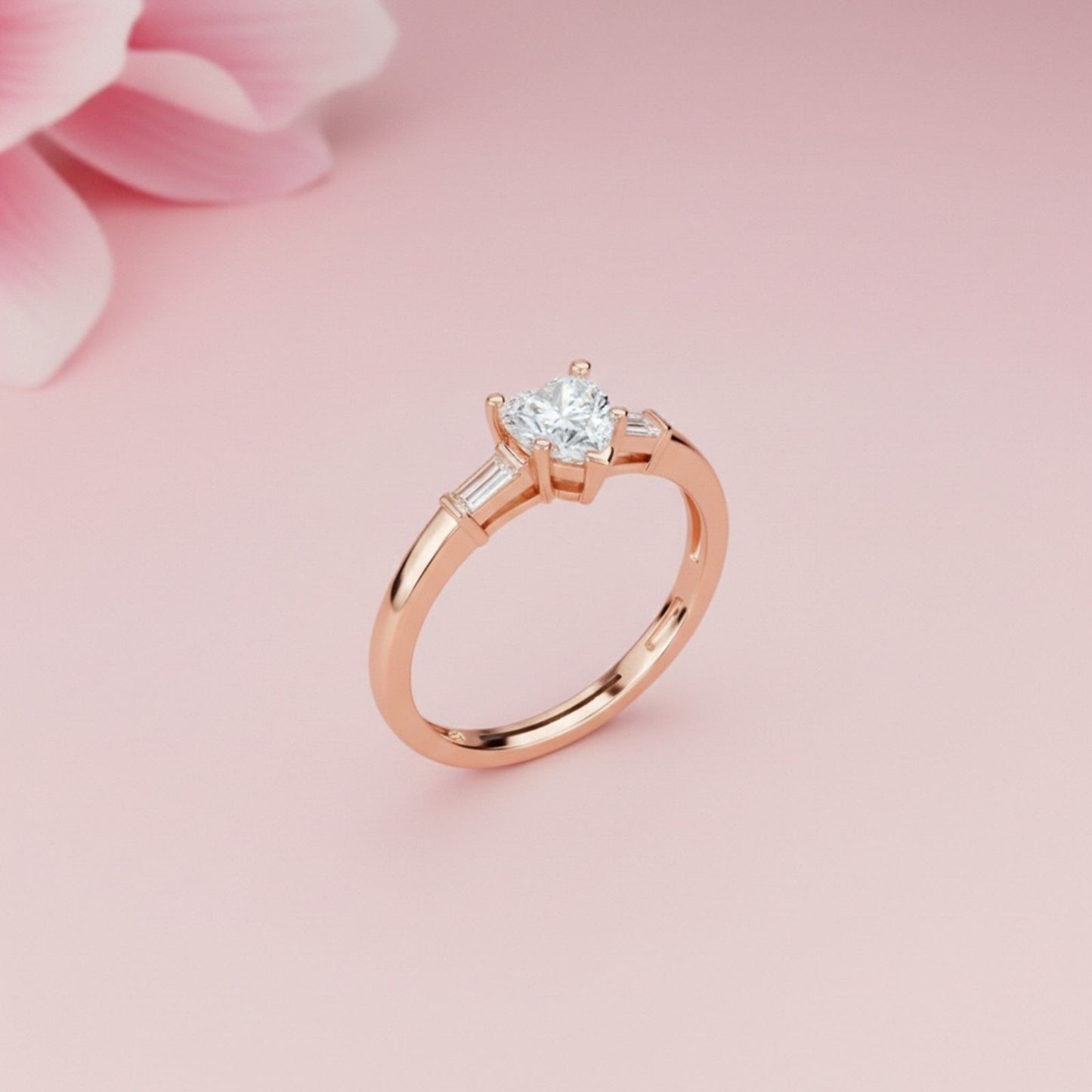 1Ctw Moissanite Lyra Modern Heart and Baguette Ring