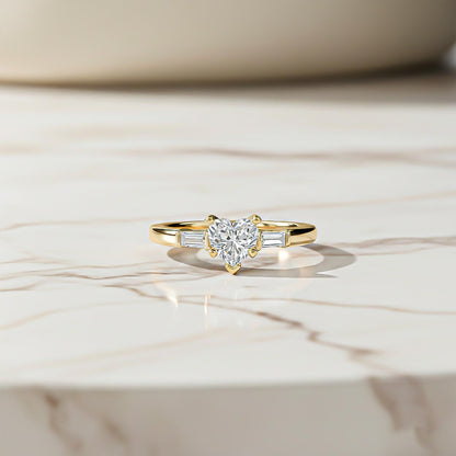 1Ctw Moissanite Lyra Modern Heart and Baguette Ring