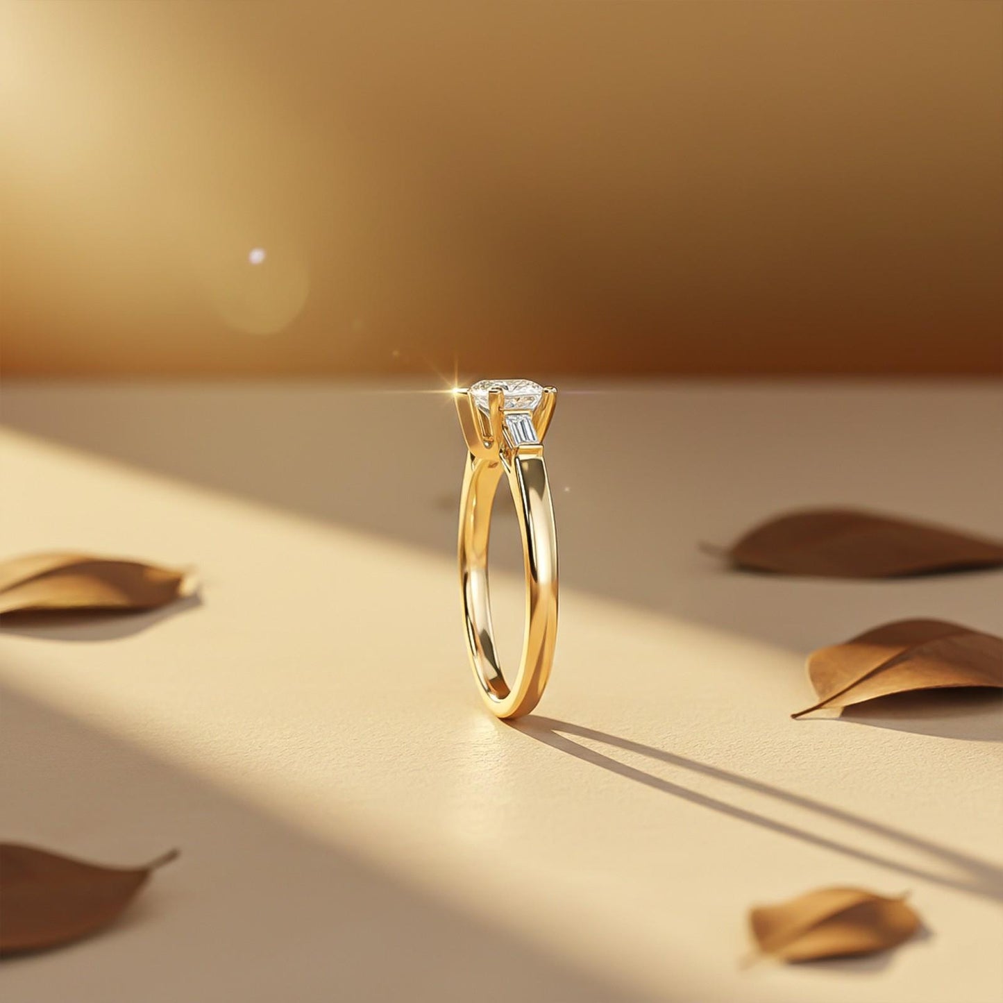 1Ctw Moissanite Lyra Modern Heart and Baguette Ring