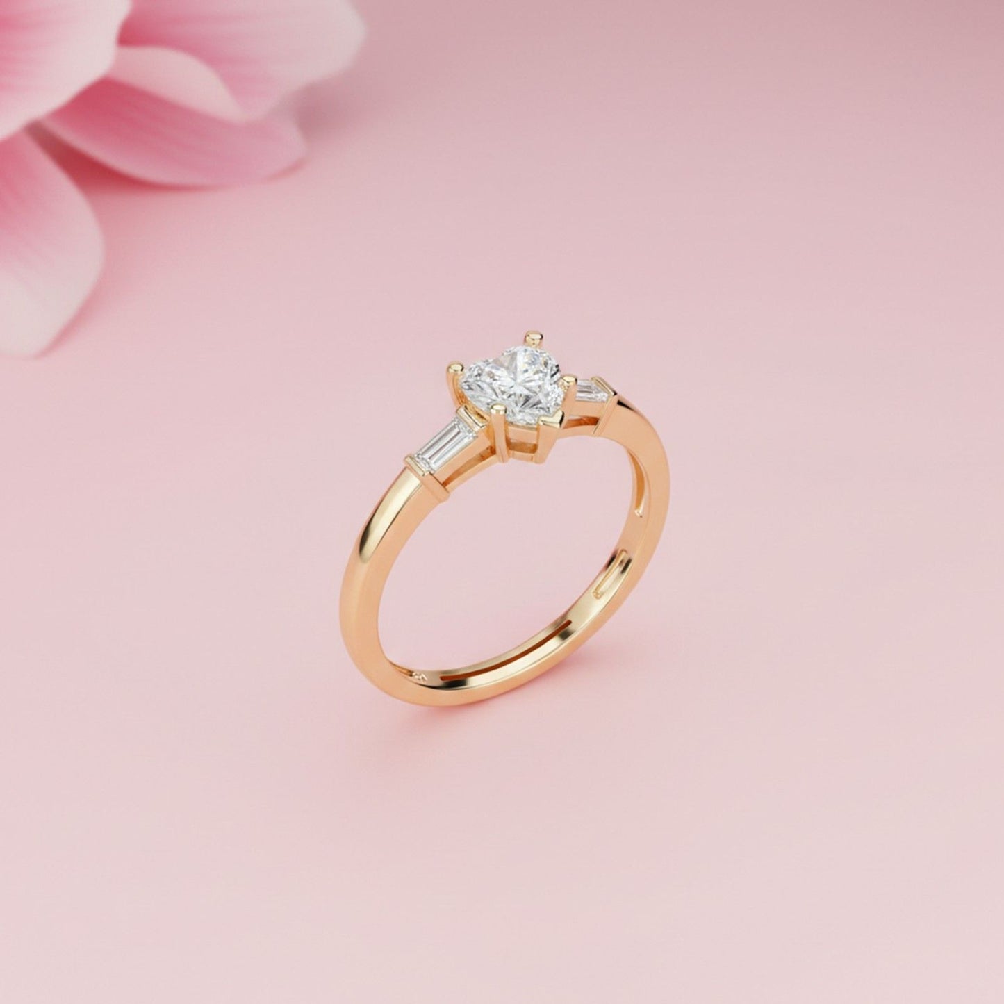 1Ctw Moissanite Lyra Modern Heart and Baguette Ring
