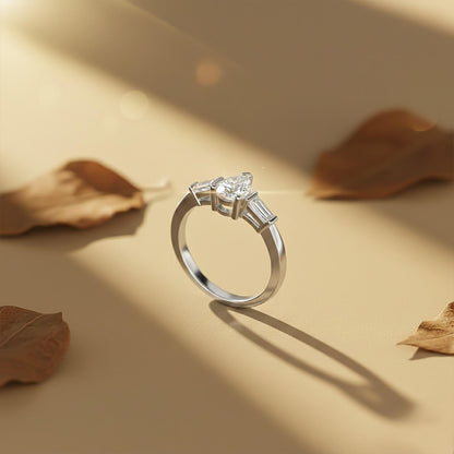 1.50Ctw Moissanite Deva Modern Trilogy Ring
