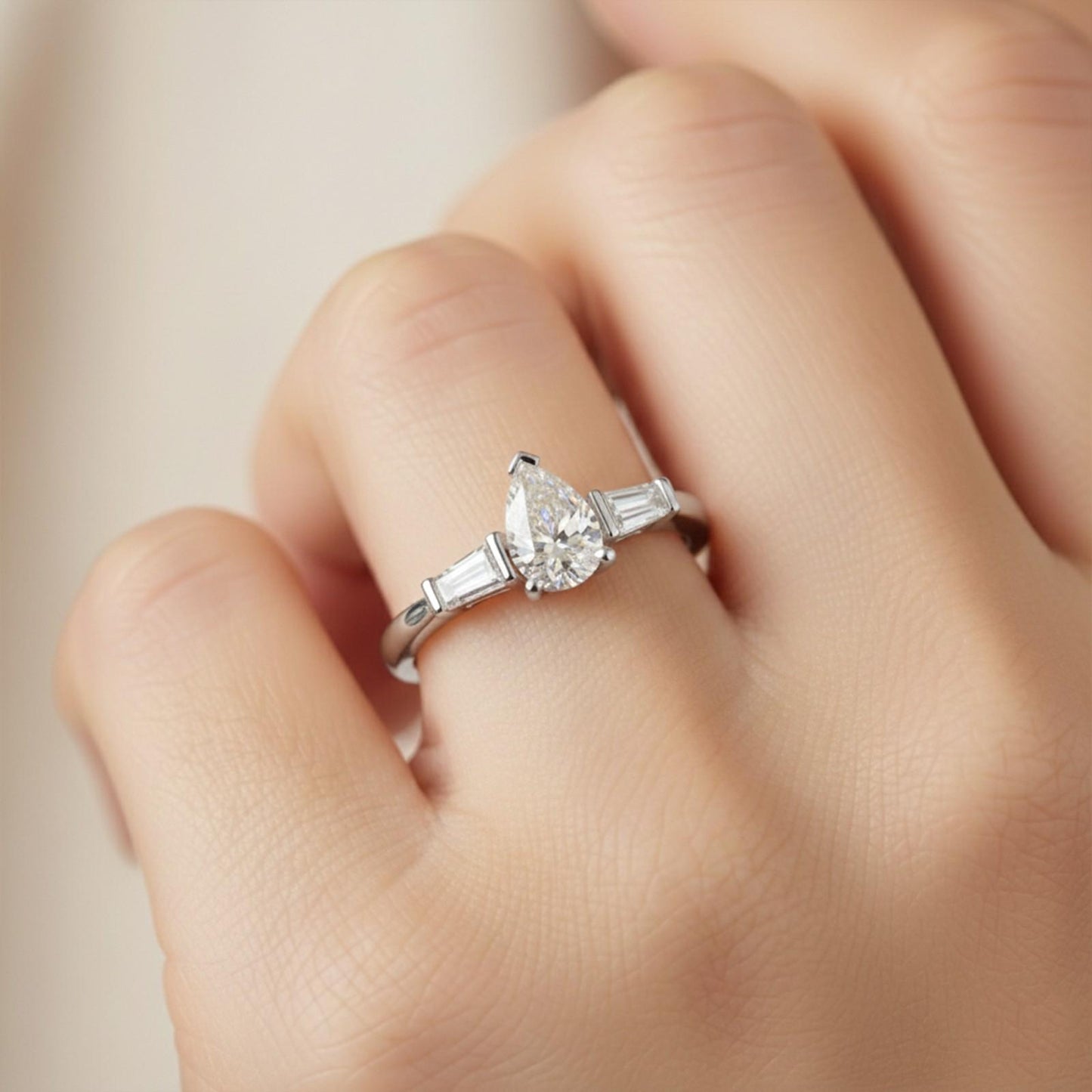 1.50Ctw Moissanite Deva Modern Trilogy Ring