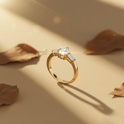 1.50Ctw Moissanite Deva Modern Trilogy Ring