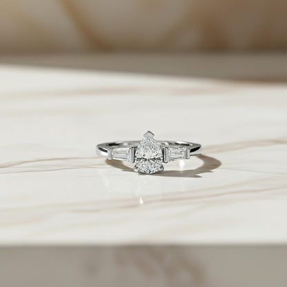 1.50Ctw Moissanite Deva Modern Trilogy Ring
