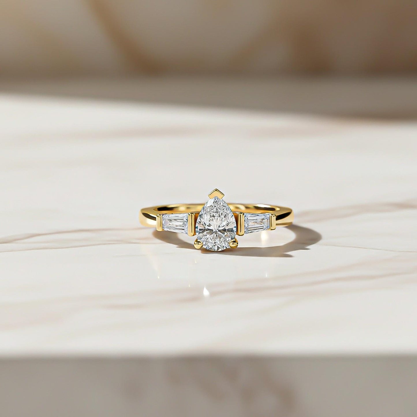 1.50Ctw Moissanite Deva Modern Trilogy Ring