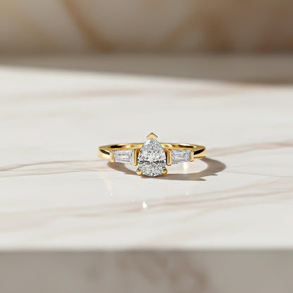 1.50Ctw Moissanite Deva Modern Trilogy Ring