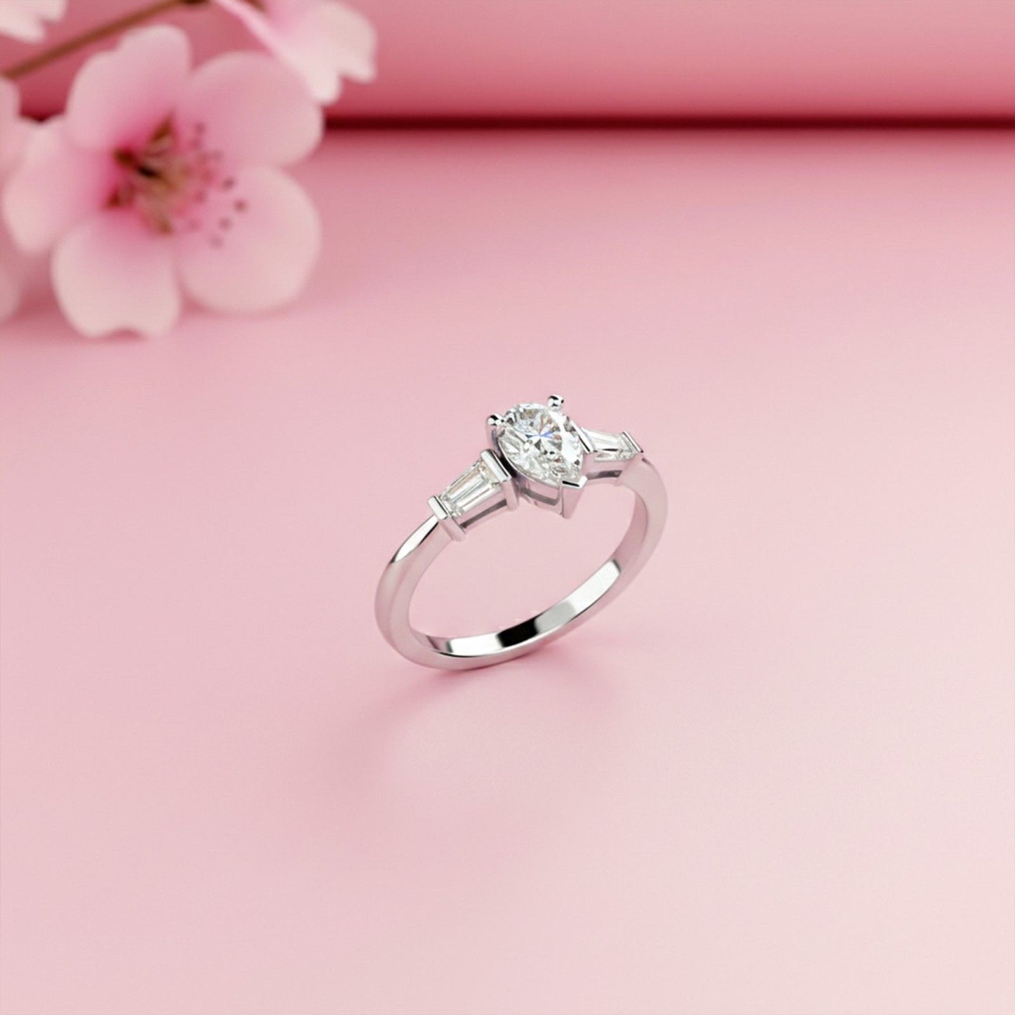1.50Ctw Moissanite Deva Modern Trilogy Ring