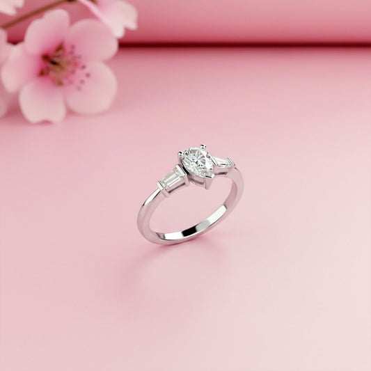 1.50Ctw Moissanite Deva Modern Trilogy Ring