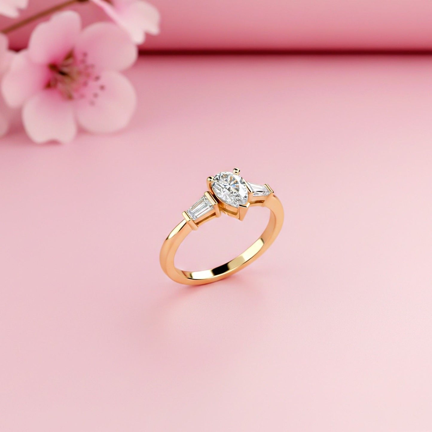 1.50Ctw Moissanite Deva Modern Trilogy Ring