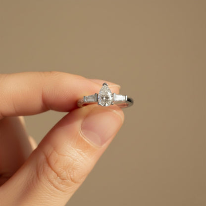 1.50Ctw Moissanite Deva Modern Trilogy Ring