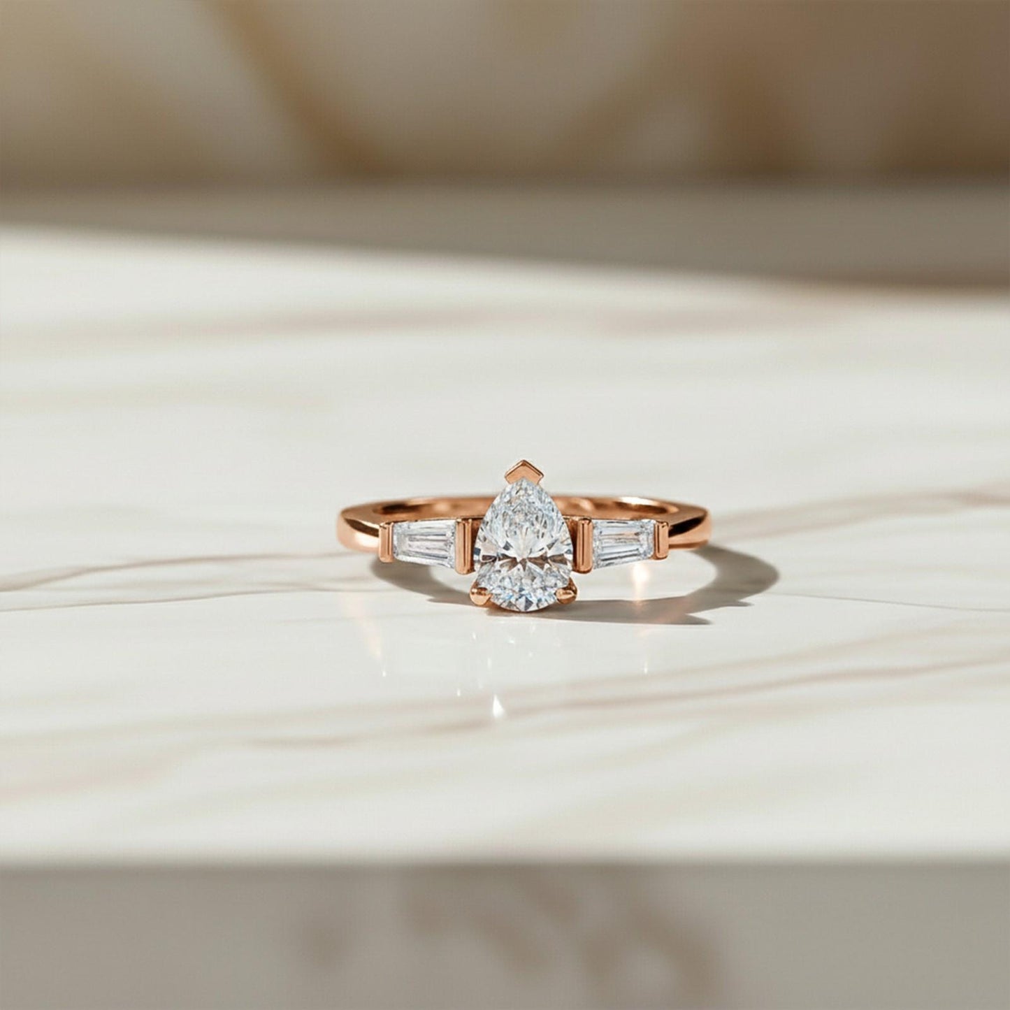 1.50Ctw Moissanite Deva Modern Trilogy Ring