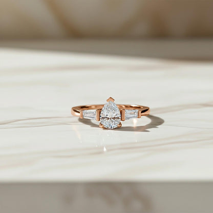 1.50Ctw Moissanite Deva Modern Trilogy Ring