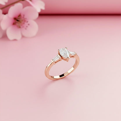 1.50Ctw Moissanite Deva Modern Trilogy Ring