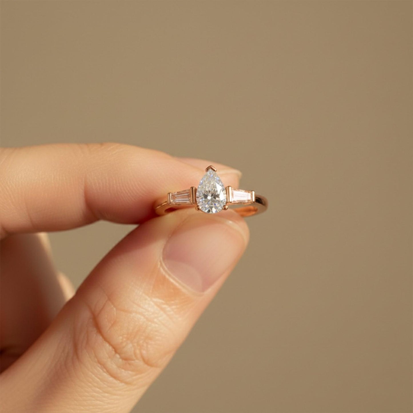 1.50Ctw Moissanite Deva Modern Trilogy Ring
