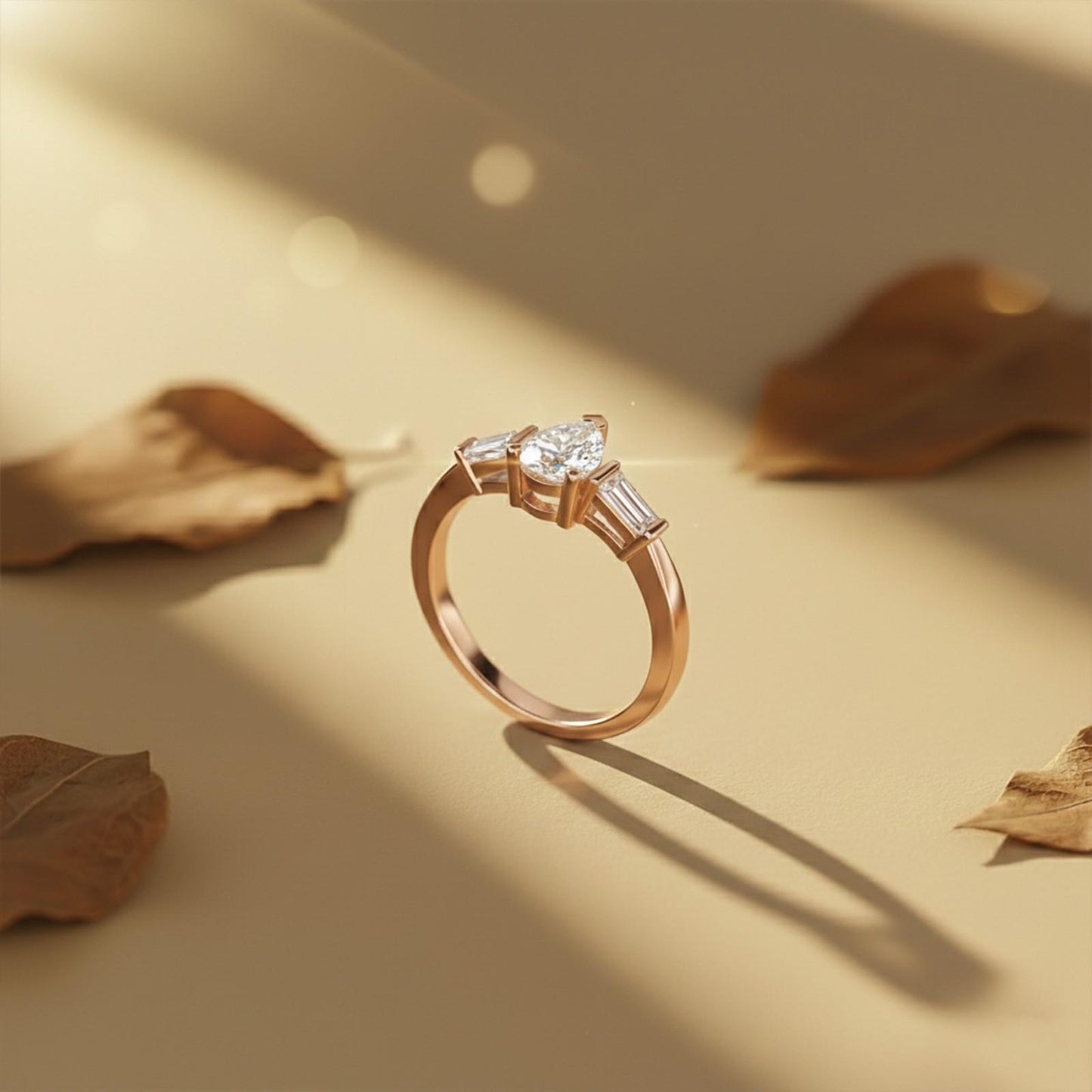 1.50Ctw Moissanite Deva Modern Trilogy Ring