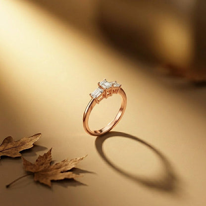 1.68Ct Moissanite Emerald Cut Three-Stone Ring