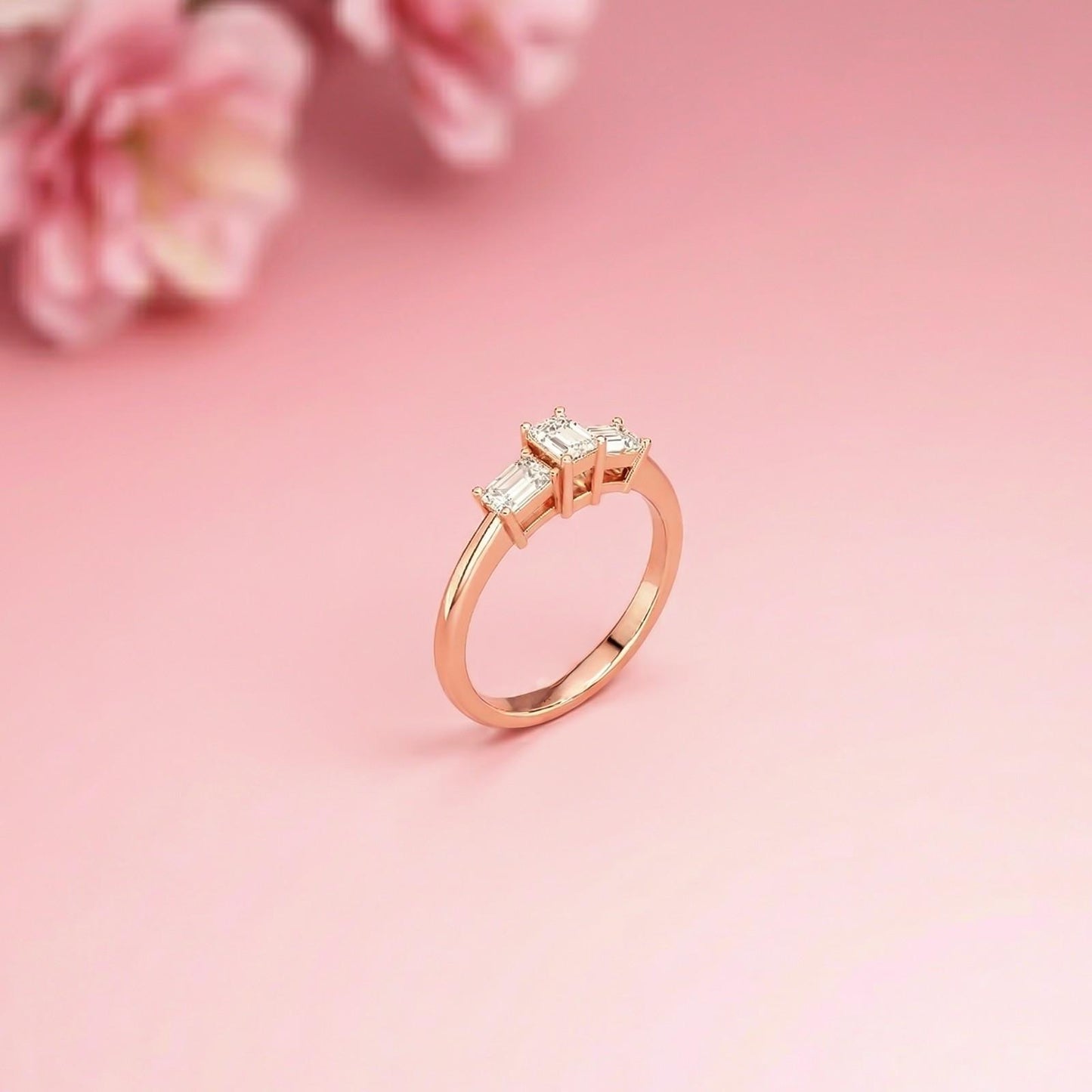 1.68Ct Moissanite Emerald Cut Three-Stone Ring