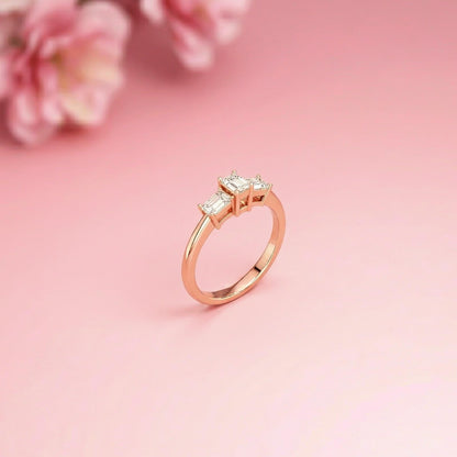 1.68Ct Moissanite Emerald Cut Three-Stone Ring