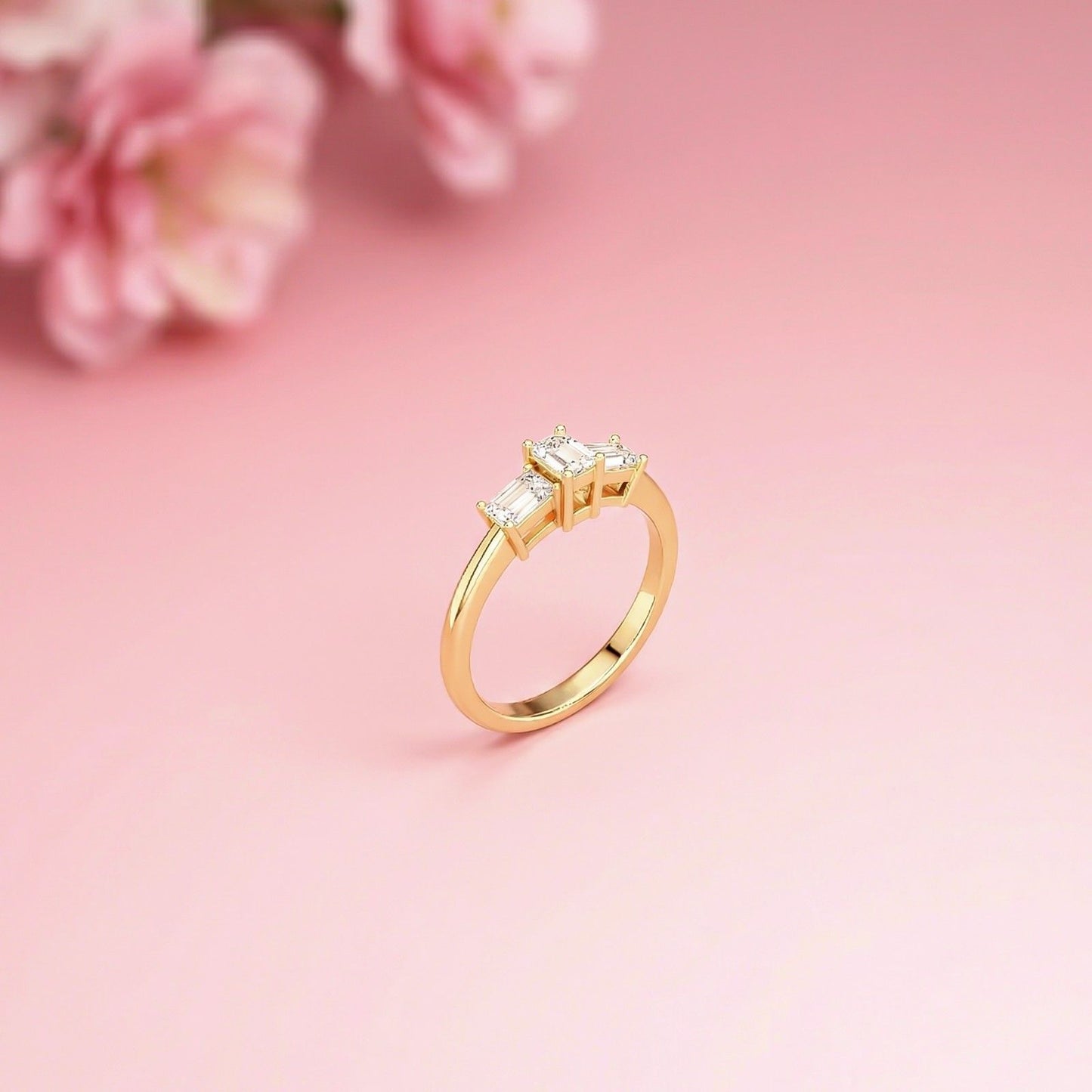 1.68Ct Moissanite Emerald Cut Three-Stone Ring