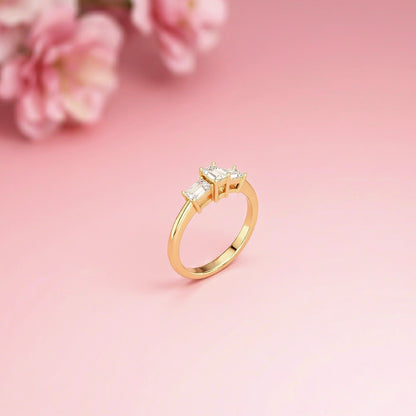 1.68Ct Moissanite Emerald Cut Three-Stone Ring