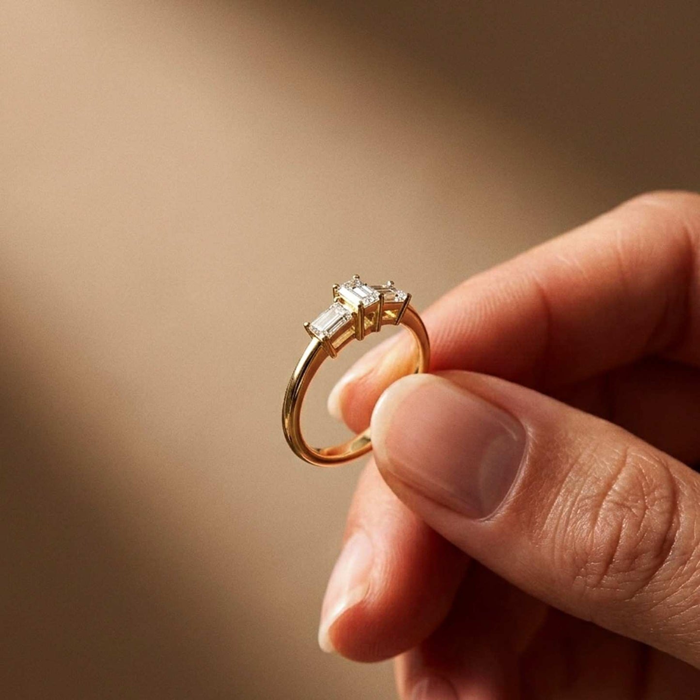 1.68Ct Moissanite Emerald Cut Three-Stone Ring