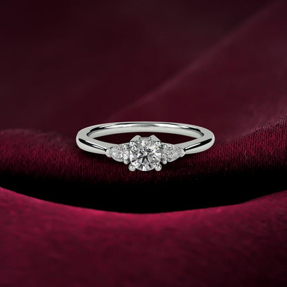 1Ct Moissanite Vega Round and Pear Trilogy Ring