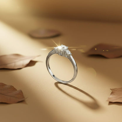 1Ct Moissanite Vega Round and Pear Trilogy Ring